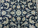 Persian Nain Rug 4x7, Navy Blue and Ivory, Handmade, Wool & Silk Highlights, Fine Oriental Rug, Vintage