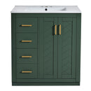 Ceramic Sink Combo, Freestanding Vanity Set With 3 Drawers & Soft Closing Doors
