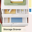 White 5 Drawer Wood File Cabinet With Wheels For Office