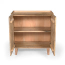 TREXM Wood Accent Cabinet with Storage, Rustic Mango Wood Storage Cabinet with Fluted Design and Adjustable Shelf for Dining Room, Kitchen, and Living Room (Natural)
