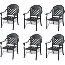 Cast Aluminum Patio Dining Chair 6PCS With Black Frame and Cushions In Random Colors