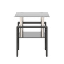 Modern Tempered Glass Tea Table, End Square Table For Living Room - Black