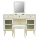 Multi-Functional 2-in-1 Vanity Desk with Flip-Top Mirror, White Oak, MDF Material, 46.5-Inch