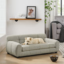 Modern Beige Pet Sofa with Backrest and Armrests, Linen Fabric for Medium and Large Dogs