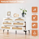 Six Drawer White Dresser With Industrial Steel Base