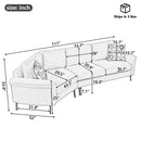 111' Upholstered 3-seater Sofa Curved Sofa Couch with Two Printed Pillows for Living Room, Dark Gray
