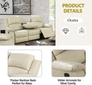 Beige Manual Leather 3 Piece Recliner Sofa Set For Living Room