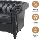 3 Piece Living Room Set Sectional Chesterfield Sofa Chair Artificial Leather Black