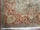 Vintage Indo Mahal Area Rug 9x12, Wool Hand-Knotted Laurel Green & Auburn Indian Carpet, 9 x 12 Floral Carpet, Living Room Rug