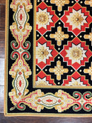 Vintage Runner Rug 3.5 x 14, Long Runner Rug, Stark Custom Made Carpet, European Design, Red Black Ivory Tan, Long Rug for Hallway