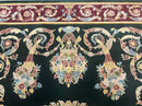 Aubusson Rug 9x12, Dark Green, European Design, Vintage Fine Handmade Carpet, Elegant