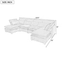 U_Style Double-Layer Cushion Modern Large U-Shaped Modular Sofa, Freely Combinable 6-Seater with Storage Function, Convertible to Sofa Bed, Perfect for Living Rooms, Offices, and Apartments
