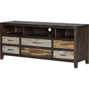 Retro Distressed Wooden TV Stand for TVs up to 65 Inches, Entertainment Center Media Console with 6 Drawers and 3 Shelves for Living room, Brown