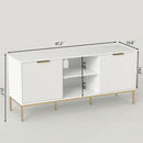 Modern TV Stand with Wave-Design Doors, Open Shelf & Adjustable Shelf - Stylish and Functional for Your Living Room