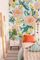 Posh Posy Wallpaper, white