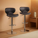 Two Brown Airlift Swivel Barstools With Chrome Base Adjustable Height 360 Degree Rotation