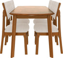 Brown Beige Space Saving Solid Wood Dining Set Chairs