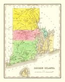 Vintage Map of Rhode Island 1838