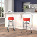 Bruno 2 Pack Chrome Barstool With Red Seat Double Ring