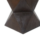 14.25' Natural Wood Grain Finish Prismatic Symmetry Concrete Outdoor Side Table with Symmetric Design – Weather-Resistant Accent for Patio, Garden, or Balcony