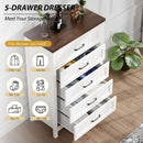 Five Drawer Dresser 44.9 Inch Tall PowderCoatWhite