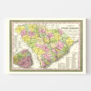 Vintage Map of South Carolina 1854