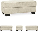 Beige Chenille Upholstered Ottoman With Cushioned Comfort