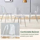 Transparent and Stylish Ergonomic Dining Chair with Silver Metal Legs and Transparent Seat Cushion, One Box of Three