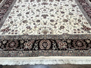 Sino Persian Rug 9x12, Floral Allover Design, 170 KPSI, Ivory and Dark Maroon