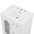 24' Bathroom Vanity with Sink, Bathroom Vanity Cabinet with Two Drawers and Door, Adjustable Shelf, Solid Wood and MDF, White (Old Sku:WF309411AAK)