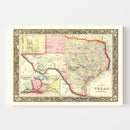 Vintage Map of Texas 1860