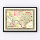 Vintage Map of Texas 1860