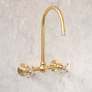 Unlacquered Solid Brass wall faucet , kitchen wall mounting Brass Faucet , Ball Center Faucet