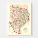 Vintage Map of Texas 1861