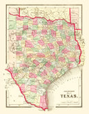 Vintage Map of Texas 1861