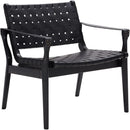 Scandinavian Woven Leather Chair With Natural Wood Frame