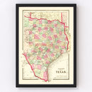 Vintage Map of Texas 1861