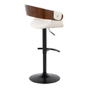 Elisa - Mid Century Modern Adjustable Barstool With Swivel & Rounded T Footrest (Set of 2)