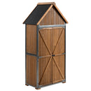 Outdoor Storage Cabinet 32.3'L X 21'W X 67'H, Garden Shed Tool Shed with Metal Frame Structure for Backyard Garden Patio Lawn (Brown)