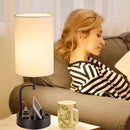 Table Lamp With 3 USB Ports And AC Outlet For Bedroom