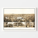 Vintage Bird's Eye View of Harvard 1858