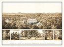 Vintage Bird's Eye View of Harvard 1858