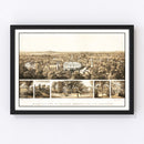 Vintage Bird's Eye View of Harvard 1858
