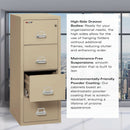 Vertical 4 Drawer Fire Rated File Cabinet Parchment Key Lock