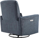 Ink Blue Power Swivel Glider Recliner With USB Charging