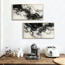 Large Framed And Abstract Wall Art, Minimalist Canvas Prints (Set of 2) - White / Black