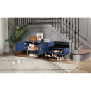 Modern Shoe Storage Bench with Hidden Storage and Upholstered Cushions for Bedside, Living Room and Entryway (Navy)