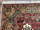 Antique Tabriz Persian Rug 7x10, Red Cream Tan, Unique Design, Fine 270 KPSI, Birds, Floral