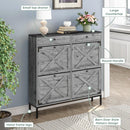 Large Shoe Cabinet with 4 Flip Drawers, Freestanding Shoe Cabinet Organizer with Metal Drawer Bracket, Shoes Storage Cabinet for Entryway, Narrow Shoe Rack Cabinet,Washed Gray