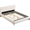Elegant Boucle Upholstered Bed, A Luxurious and Comfortable Bedroom Centerpiece, Queen Size, White